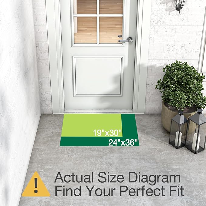 LUMI Outdoor Doormat 24x36, Front Door Mat Outside Entrance, Heavy Duty Rubber Welcome Exterior Door Mat Non Slip Waterproof, Outdoor Rubber Mats with Drainage Holes, Easy Clean Entryway Mats, Grey