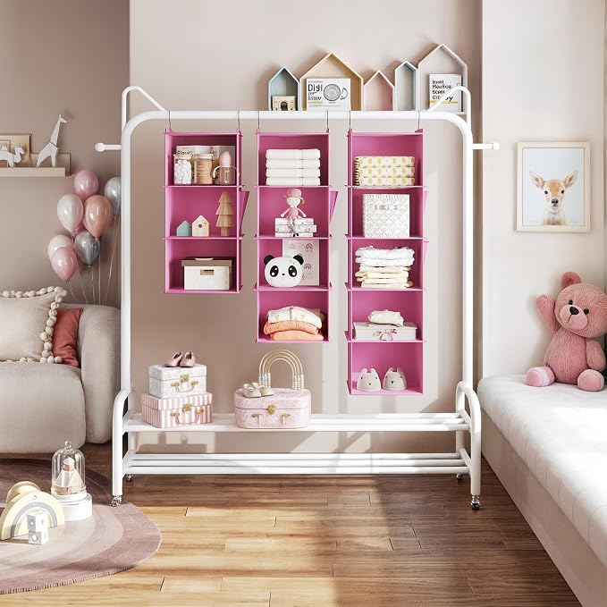 YOUDENOVA Hanging Closet Organizer and Storage, Light Pink | Locker/RV/Camper - Image 4