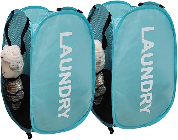 2Pcs Dirty Clothes Hampers for Laundry Foldable Mesh Pop Up Hampers | by Aplter