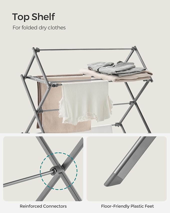 SONGMICS Foldable Clothes Drying Rack, Laundry Drying Rack, Clothes Airer - Image 5