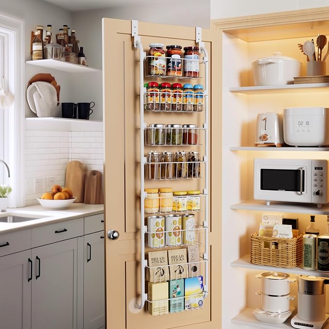 Delamu Narrow Over The Door Pantry Organizer, 8-Tier Metal Pantry Door - Image 6