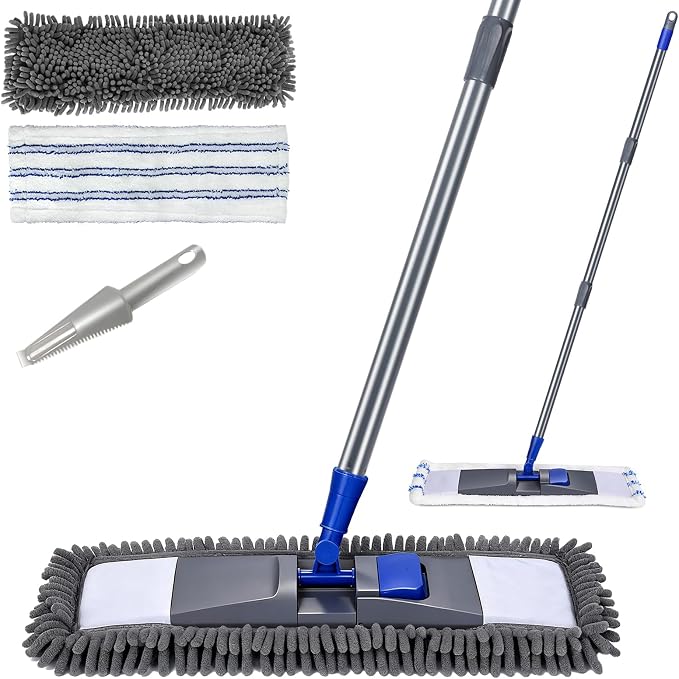 Microfiber Mop for Floor Cleaning, Flat Dust Mop for Home and Kitchen by MASTERTOP