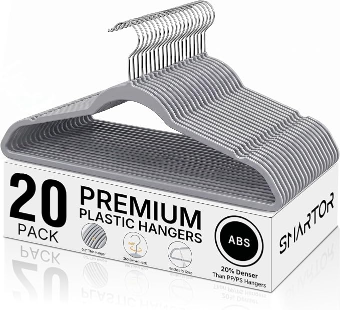 SMARTOR Plastic Hangers 20 Pack by Smartor