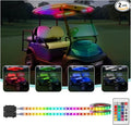 Battery Powered Golf Cart Canopy Lights, 2 Pcs 47.25 Inches Multicolor Golf Cart Roof Light with Remote, IP68 Fully Waterproof Golf Carts Underglow Led Strip Lights for EZGO Yamaha Club Car Boat