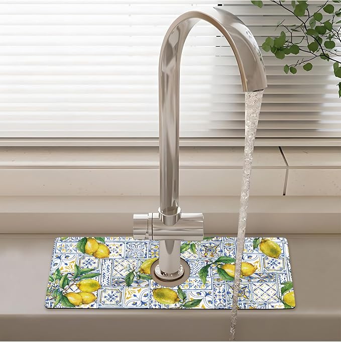 Patterned Sink Faucet Mat Kitchen Splash Guard Super Absorbent Drying Mat - Image 2