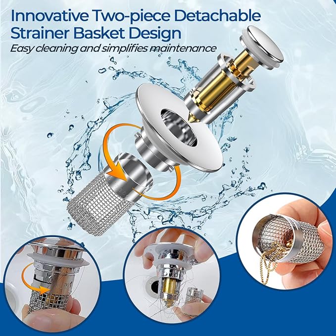Bathroom Sink Drain Strainer, Pop-up Sink Drain Strainer - Image 3