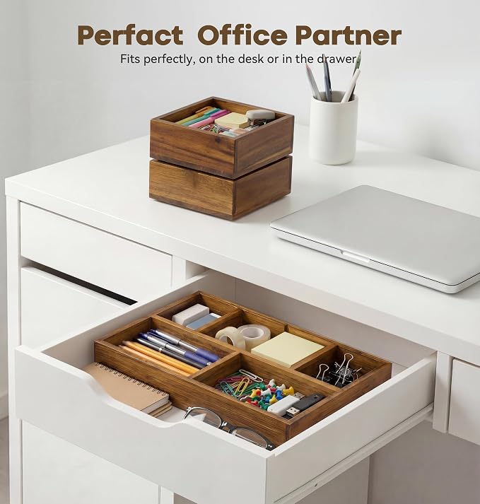 KOCWELL Bamboo Desk Drawer Organizer - Image 5