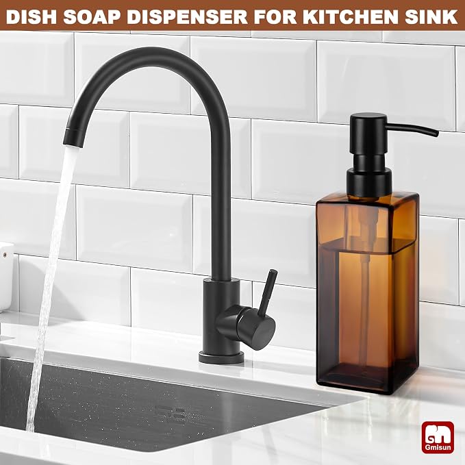 GMISUN Amber Glass Soap Dispenser, Hand Soap Dispenser - Image 4