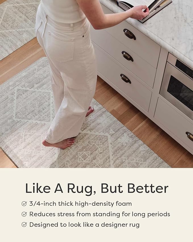 House of Noa Nama Standing Mat – Anti-Fatigue Cushioned Kitchen Mats for Floor | Ergonomic Bounce-Back Foam Kitchen Mats | Anti-Fatigue Mats for Kitchen & Standing |Reese Ash | 22" x 72"