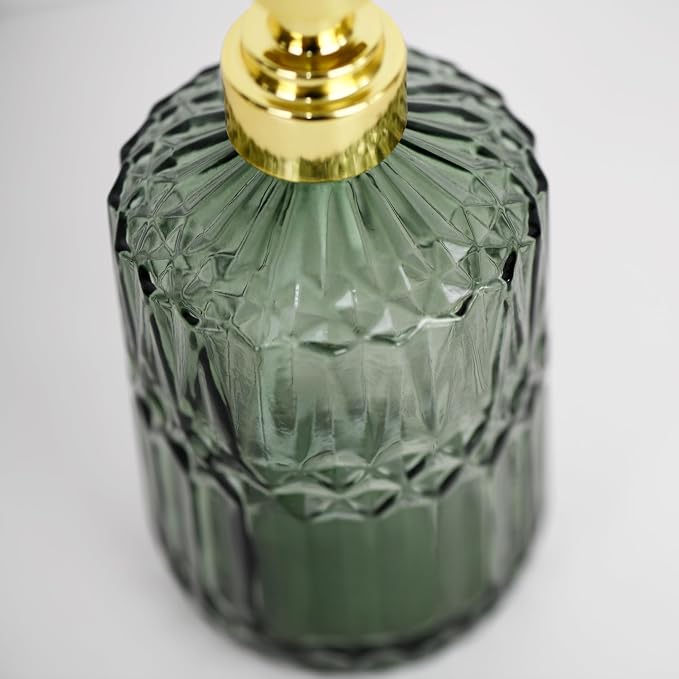18oz Green Glass Soap Dispenser, Refillable Kitchen, Bathroom Thick Glass Soap - Image 5