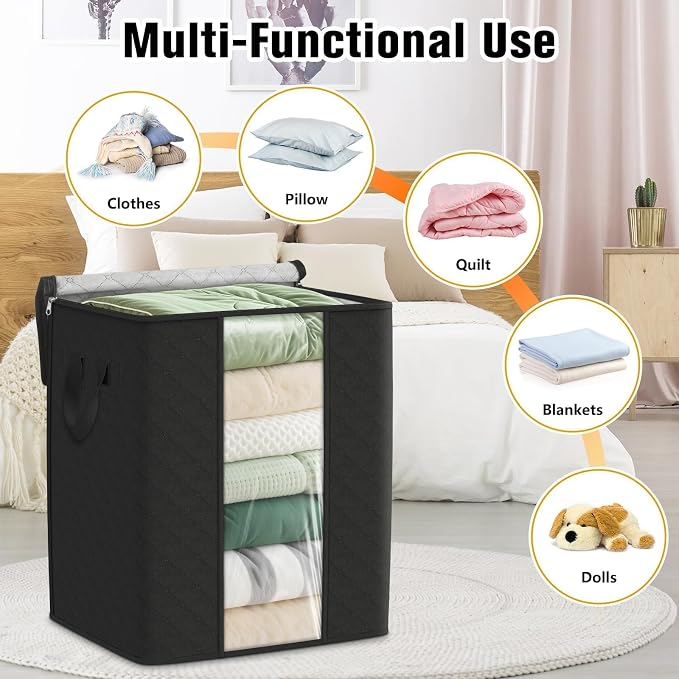 6 Pack Clothes Storage Bags 80L Blanket Storage Container - Image 5