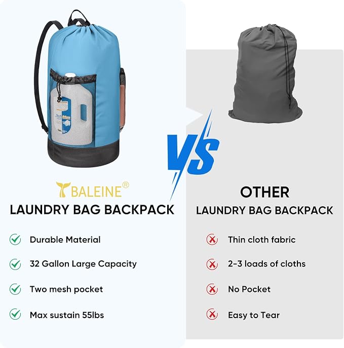 BALEINE 150L Laundry Bag Backpack, 900D Oxford Fabric Large Travel Laundry Bags - Image 6