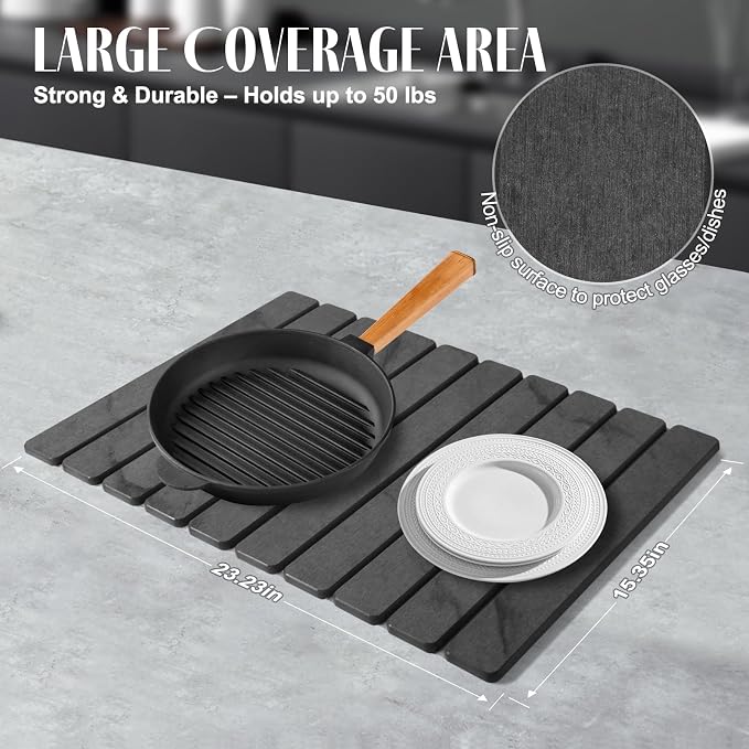 2 PCS Large Stone Dish Drying Mat - Image 4