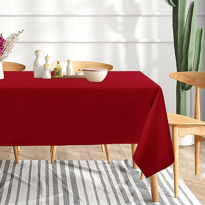 sancua 6 Pack Red Tablecloth 60 x 102 Inch, Rectangle Table Cloth for 6 Feet Tables - Stain and Wrinkle Resistant Washable Polyester Table Cover for Dining Tables, Buffet Parties and Camping