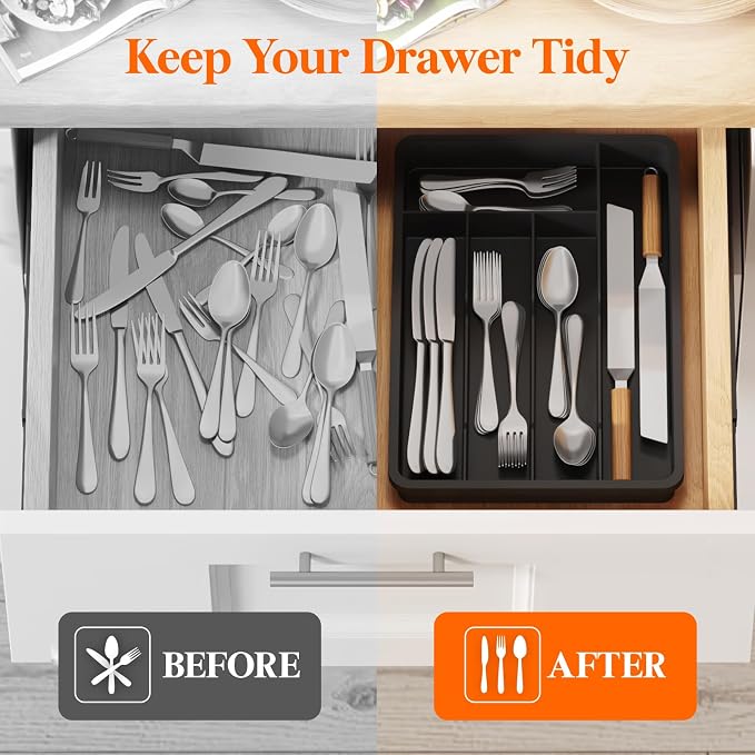 Lifewit Silverware Drawer Organizer Tray, Cutlery Storage - Image 7