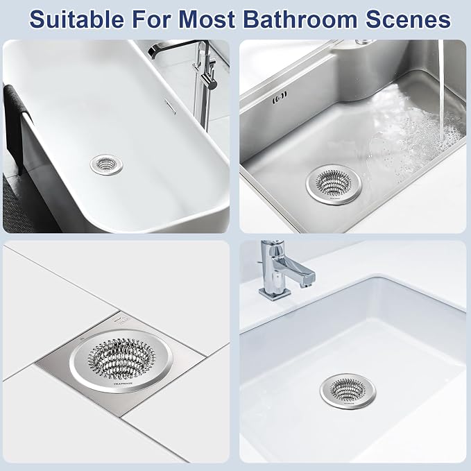Shower Drain Cover Bathtub Stopper, 4.4" Hair Catcher - Image 4