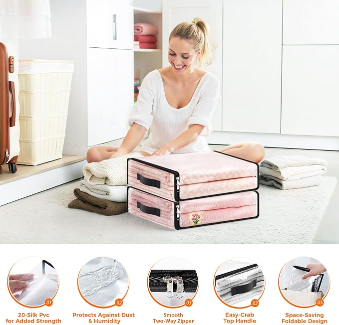 SpaceWhisper Clear Sheet Storage Bags, 6 Pack, 15.7 x 13.8 x 3.9 in | Sheet - Image 3