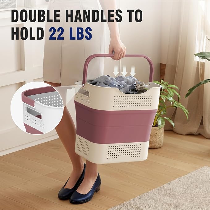 TECHMILLY Collapsible Plastic Laundry Basket Hamper - Image 4