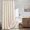 MIULEE 72"x84" Extra Long Scalloped Linen Shower Curtain Ivory by MIULEE