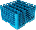 CFS RG25-5C413 OptiClean 25 Compartment Glass Rack with 5 Extenders, 11.9", Polypropylene, green/CFS Blue