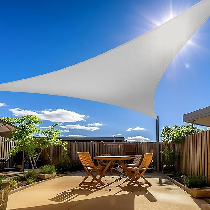 Amagenix Sun Shade Sail 12'X12'X17' Curved Edge Outdoor Shade Canopy Light Grey Breathable 95% UV Block Shade Cloth for Patio Garden Backyard (We Make Custom Size)