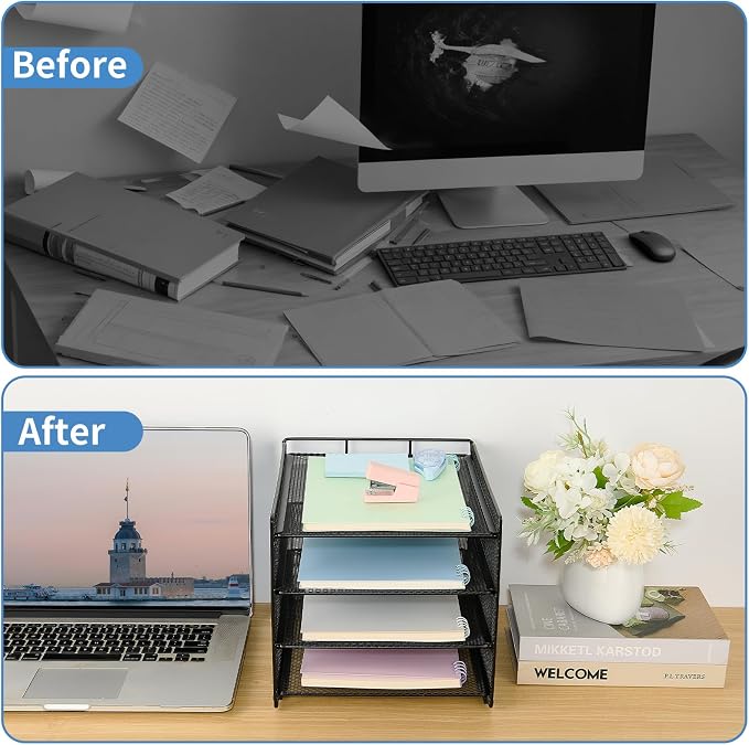 OPNICE Desk Organizer, 4-Tier Paper Organizer Letter Tray, Office Desk - Image 4
