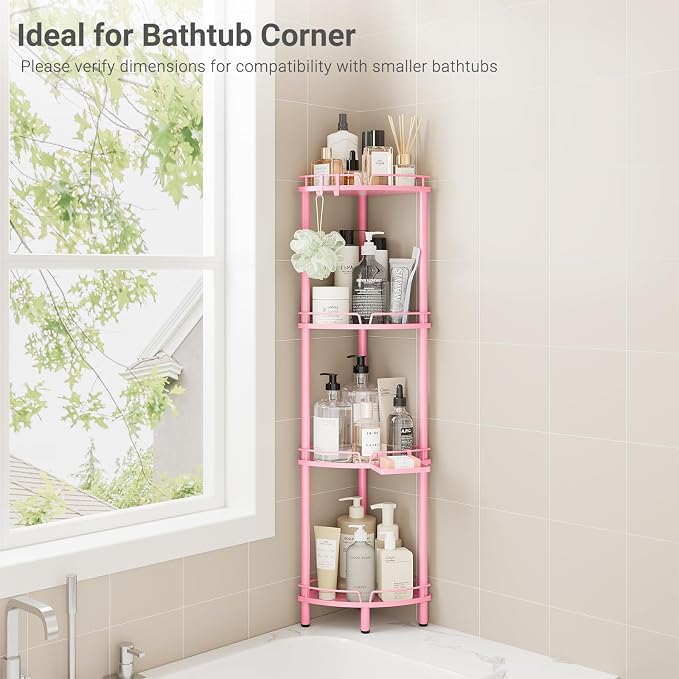 ELYKEN Corner Shower Caddy Standing, 4 Tier Metal Shower Organizer - Image 8