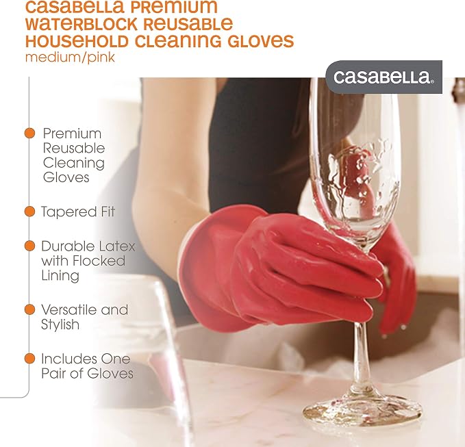 Casabella Premium Waterblock Reusable Household Cleaning Gloves - Image 2