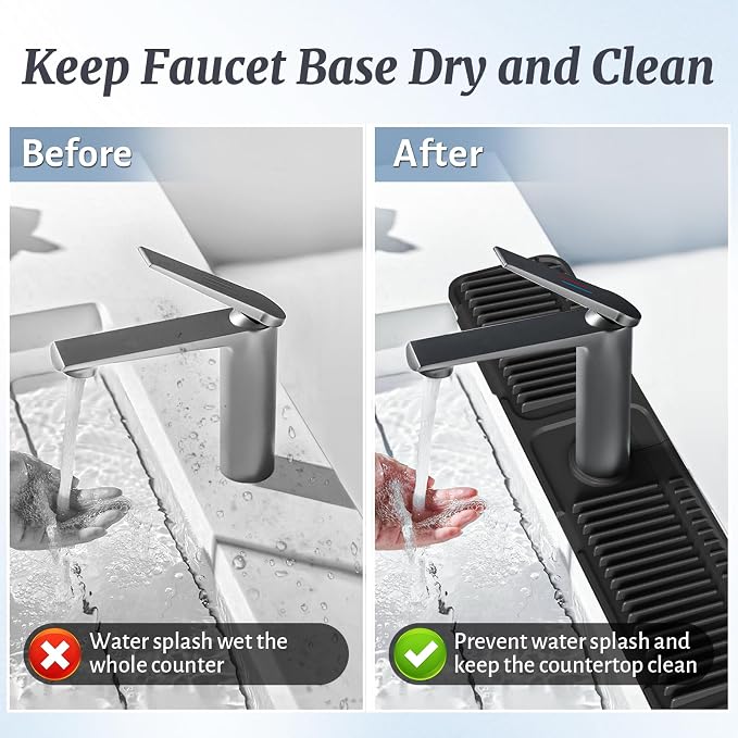 PoYang 24 Inch Faucet Mat for Kitchen Sink Splash Guard, Snap Button Holds It - Image 7