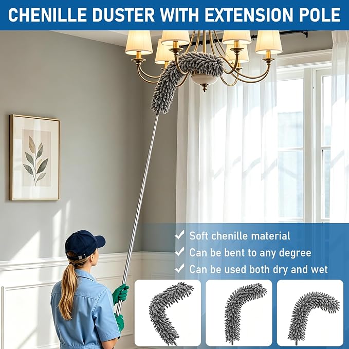 Microfiber Feather Duster 6-in-1 Kit | Extendable Duster - Image 5