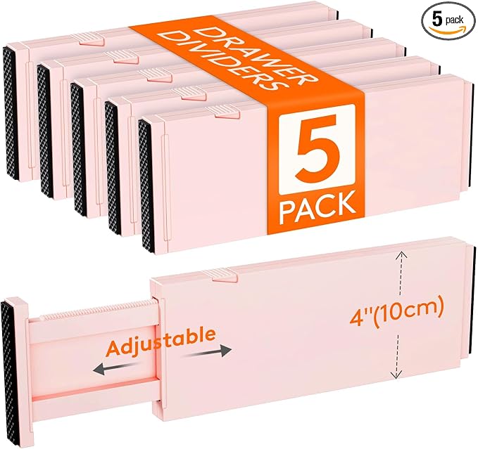 Lifewit 4" High Upgrade Drawer Divider, Adjustable Drawer Organizer Clothes | 5 by Lifewit
