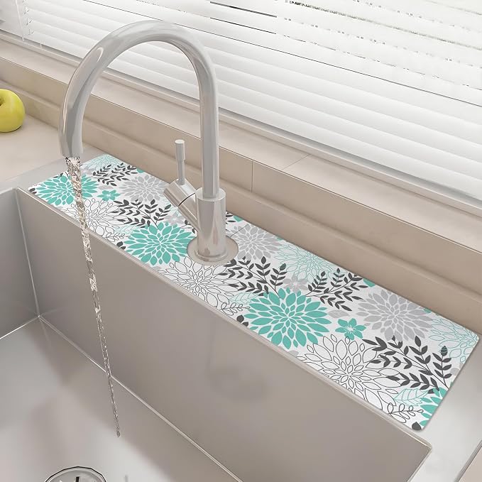 24" X 5.5" Kitchen Sink Splash Guard Faucet Mat Flora Super Absorbent Fast by Unknown