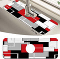 MCALK Geometric Red Kitchen Sink Faucet Mat Splash Guard, Absorbent Quick-Dry by MCALK