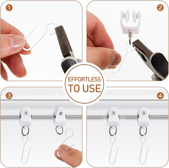 Jetec 120 Pcs Curtain Track Hooks Rollers Ceiling Mount S Hooks, Straight - Image 3