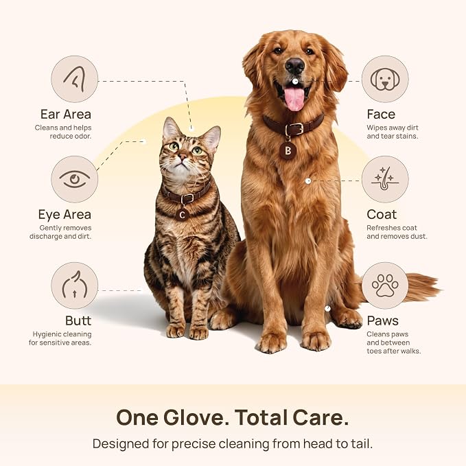 HICC PET Dog Wipes for Dogs & Cats, Glove Design, Head-to-Tail Grooming - Image 6