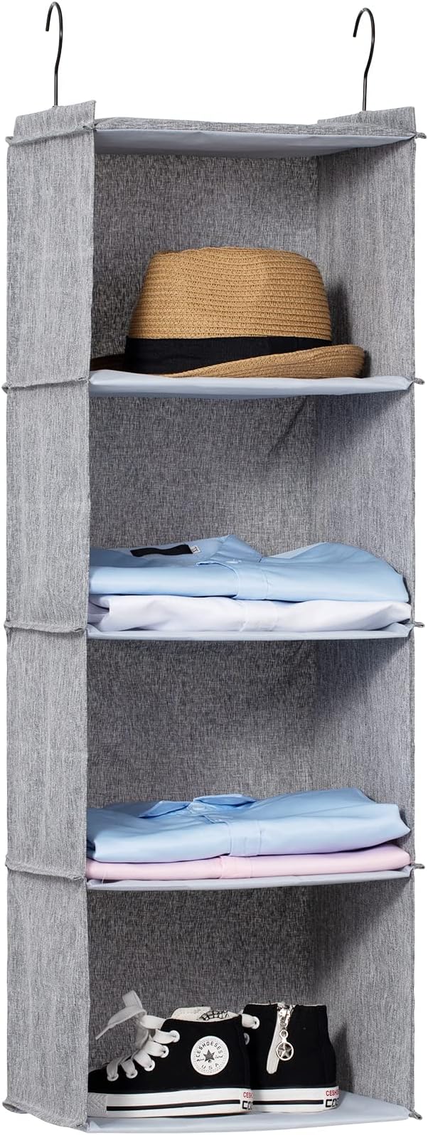 Hanging Closet Organizer 4-Shelf, Oxford Linen Wardrobe Storage, shoes & by DonYeco