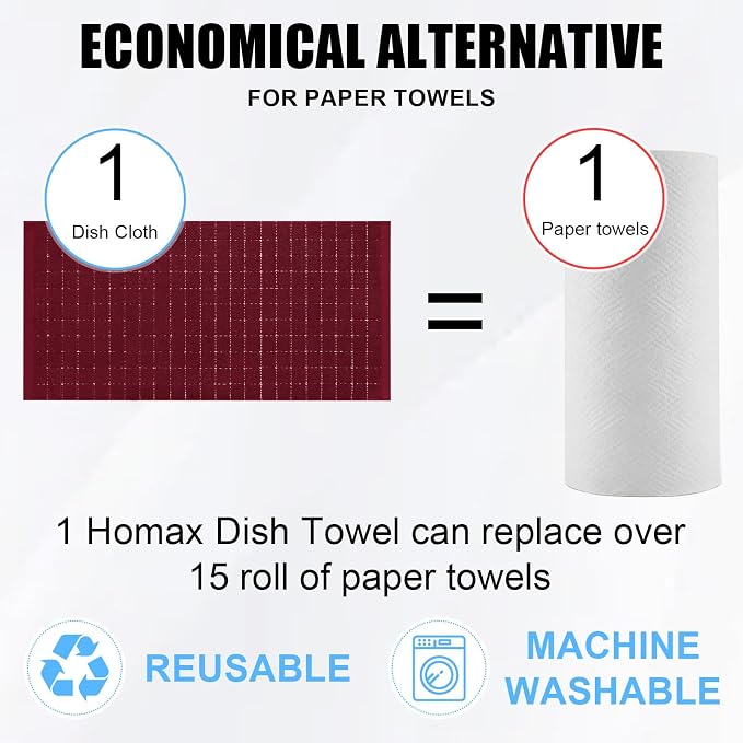 Homaxy 100% Cotton Terry Kitchen Towels, 12 Pack - Image 7