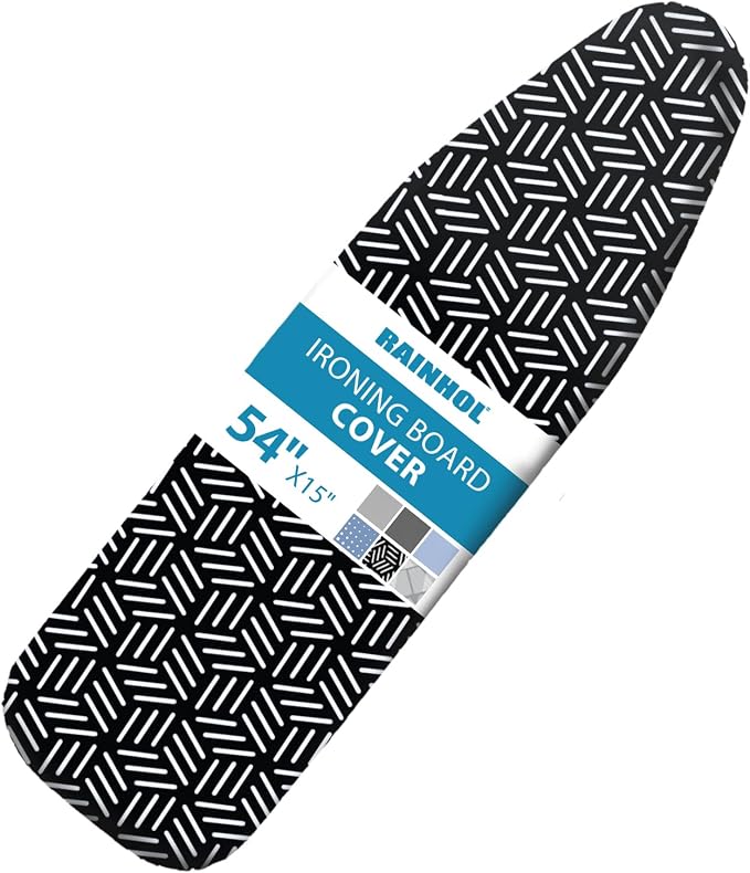 Black Ironing Board Cover and Pad 15x54, RAINHOL Extra Thick Standard Size by RAINHOL