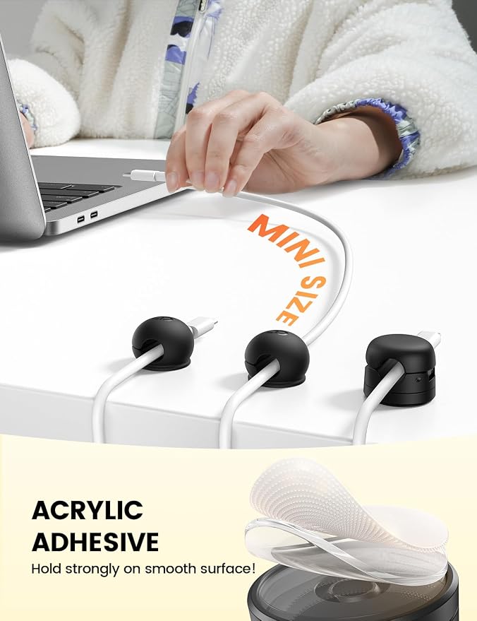 Lamicall 12 Pack Magnetic Cord Organizer, Silicone Mini Cable Clips | Desk - Image 4
