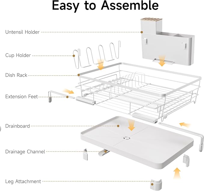 Runnatal Large Dish Drying Rack, Extendable Dish Rack Over Sink | Stainless - Image 7