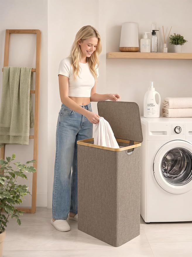 IEGrow Laundry Hamper with Lid, 110L Laundry Basket with Mesh Bags - Image 7