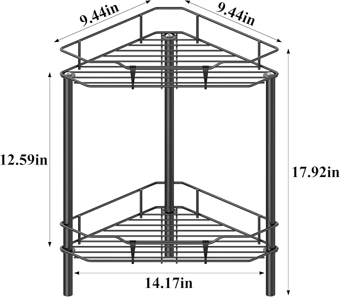 HuggieGems Metal Floor Standing Corner Shower Caddy, 2 Tier - Image 7