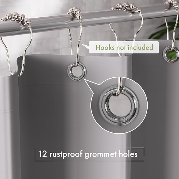 AmazerBath Shower Curtain Liner, 72x78 Grey Shower Curtain Liner, Cute Plastic - Image 4