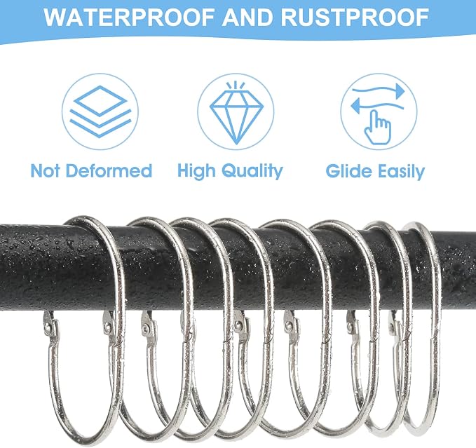 Shower Curtain Rings, Oval Snap Shower Rings - Image 3