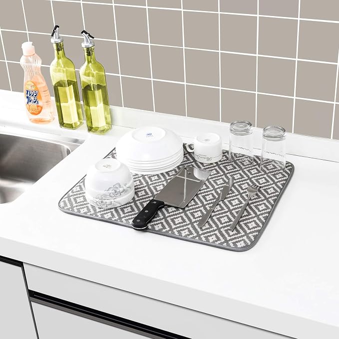 SUBEKYU Dish Drying Mat for Kitchen 2 Pack, Ultra Absorbent Microfiber Dishes - Image 5