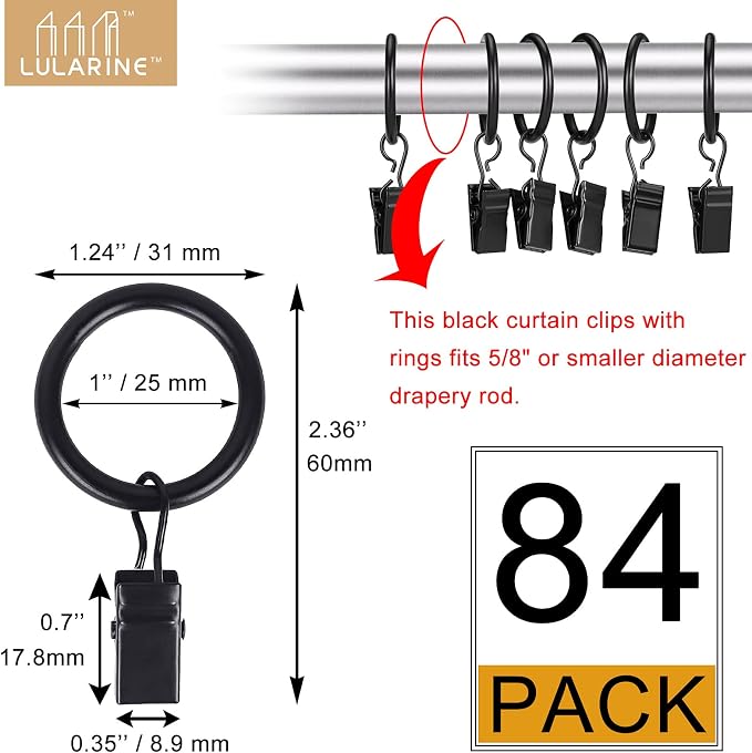 84 Pack Curtain Rod Clip Rings, Metal Drapery Ring - Image 2