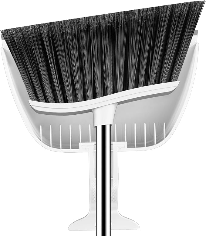 Broom and Step-on Dustpan Set, 59-in Adjustable Long Handle Broom by EZKEY