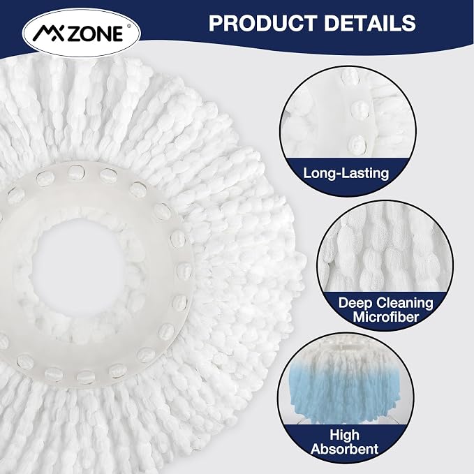 Spin Mop Replacement Heads for Hurricane 360 Round Mop Head, 5 PK - Image 3