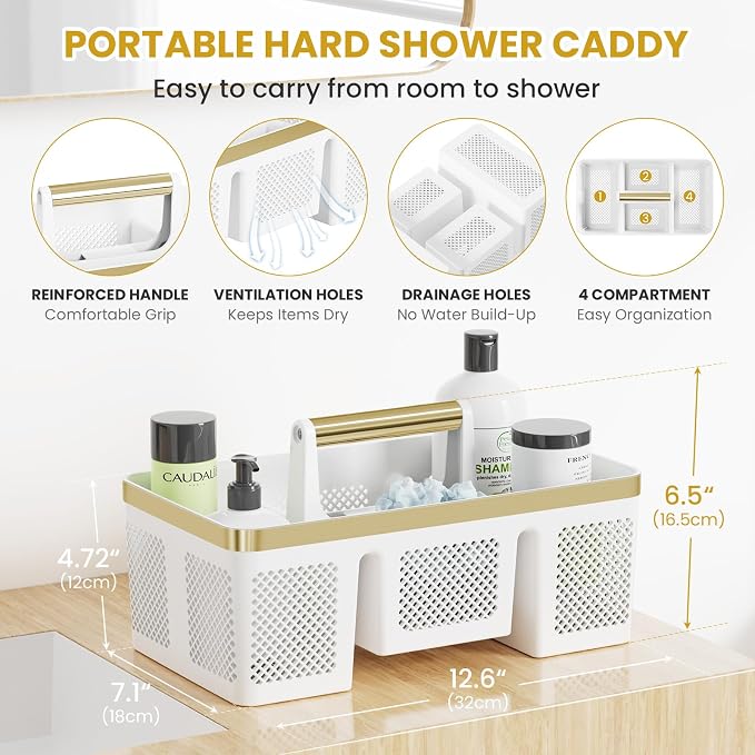 BYUNER Portable Cleaning Caddy & Shower Basket: Hard Plastic Caddy Organizer - Image 8