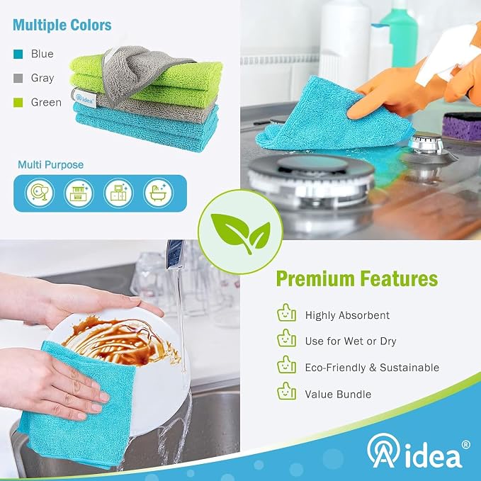 AIDEA Microfiber Cleaning Cloth-8PK, Microfiber Towels - Image 6